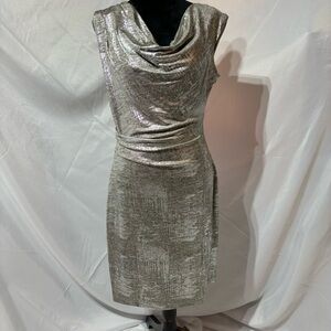 BOGO Vince Camuto Metallic Cowl Neck Sheath Silver Size 12